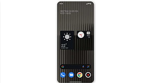 Nothing Phone Lock Screen with Minimalist Widget Layout and Dark Vertical Stripe Wallpaper HD wallpaper