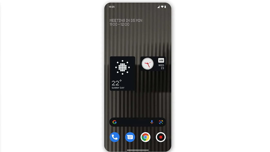 Nothing Phone Lock Screen with Minimalist Widget Layout and Dark Vertical Stripe Wallpaper HD wallpaper