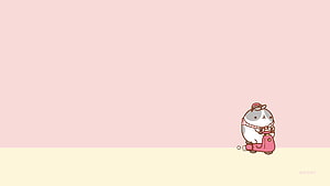 Cute Kawaii Hamster Riding Pink Scooter on Pastel Background HD wallpaper