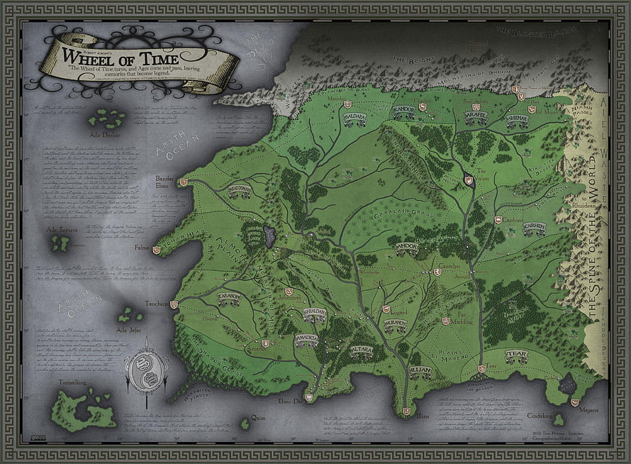 Wheel of Time Fantasy World Map with Ancient Parchment Style and Detailed Geography HD wallpaper
