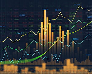 Financial Market Trading Chart With Candlestick Bars And Moving Average Indicators HD wallpaper