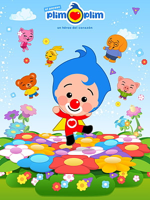 Plim Plim the Clown Dancing in a Colorful Flower Garden with Animal Friends HD phone wallpaper