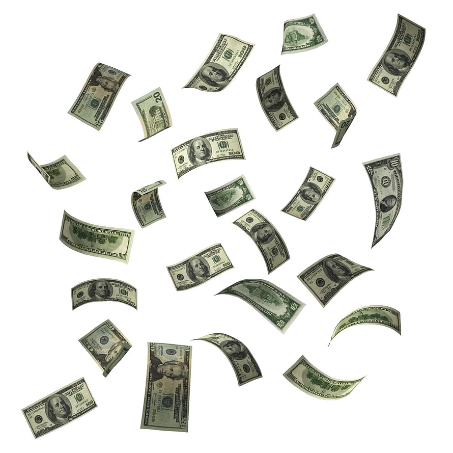 US Dollar Bills Falling Against a White Background HD wallpaper