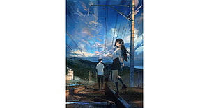 The Tunnel to Summer, the Exit of Goodbye Anime Scene with Two Characters on Train Tracks HD wallpaper