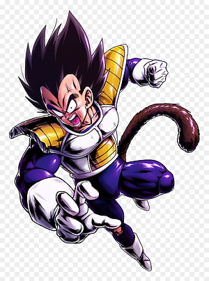 Vegeta in Saiyan Armor Leaping Forward with Tail in Dragon Ball Legends Style HD phone wallpaper