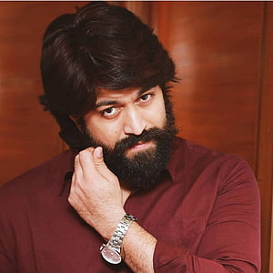 Yash KGF Portrait in Maroon Shirt with Full Beard and Silver Watch HD phone wallpaper