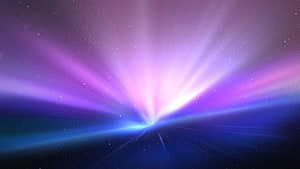 Vibrant Purple and Blue Light Burst Radiating Through a Starry Night Sky HD wallpaper