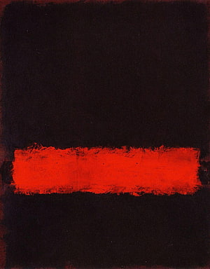 Mark Rothko Abstract Expressionist Painting with Bold Red Rectangle on Dark Background HD phone wallpaper