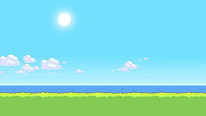 Flappy Bird Pixel Art Landscape With Bright Sun And Rolling Green Hills HD wallpaper