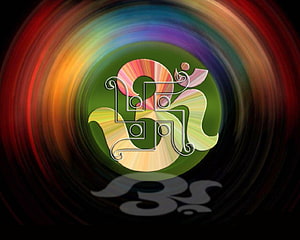 Colorful Swastik Symbol with Radiant Rainbow Spiral Background and Reflection HD wallpaper