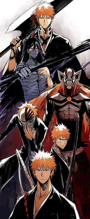 Bleach Kurosaki Ichigo and Kenpachi Zaraki Character Artwork HD phone wallpaper