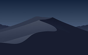 Minimalist Dark Mountain Landscape with Smooth Vector Shapes and Deep Blue Tones HD wallpaper