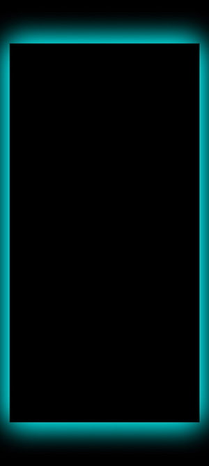 Minimalist Black AMOLED Wallpaper with Glowing Cyan Neon Border Frame HD phone wallpaper