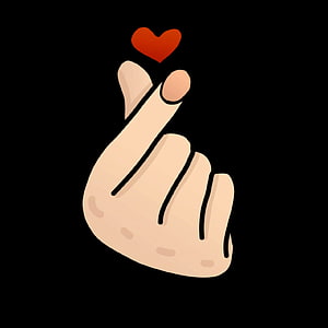 Minimalist Finger Heart Gesture Illustration on Black Background HD phone wallpaper
