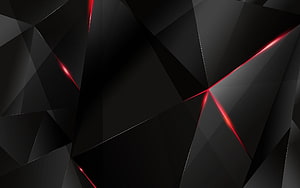 Dark Geometric Abstract Pattern with Glowing Red Light Streaks HD wallpaper