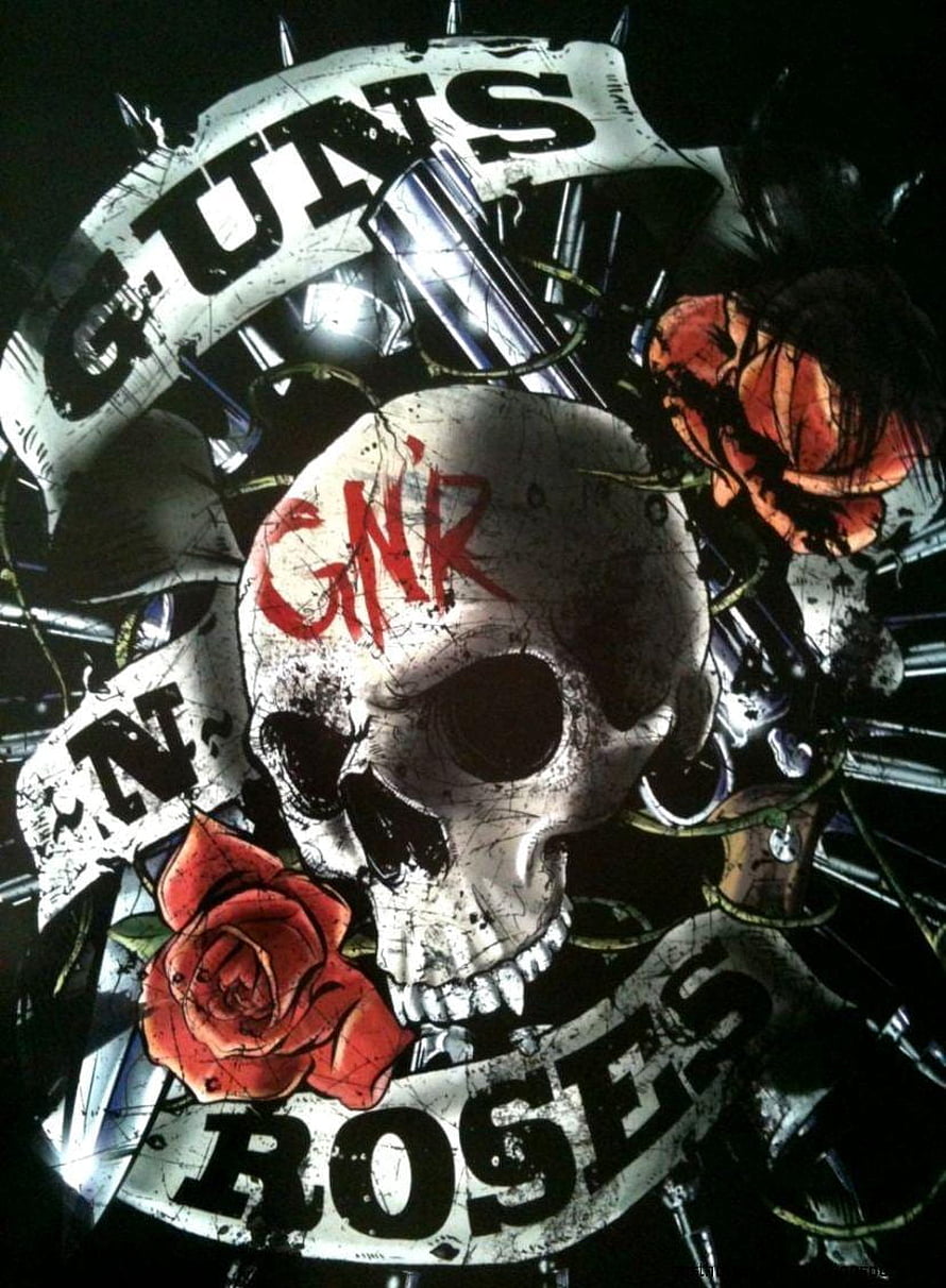 Guns N Roses Skull and Roses Rock Artwork HD phone wallpaper
