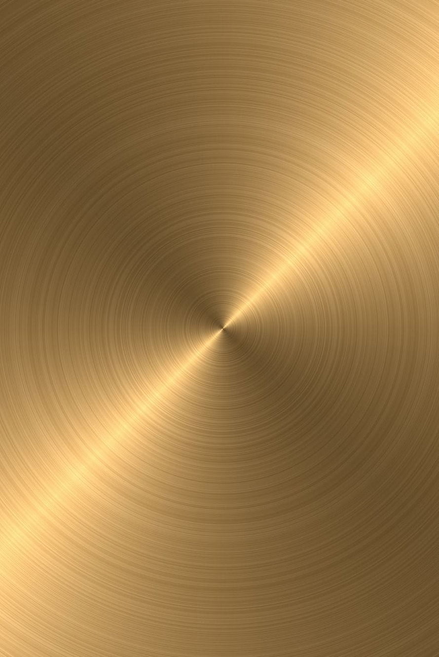 Brushed Gold Metal Texture with Radial Concentric Lines and Diagonal Light Reflection HD phone wallpaper