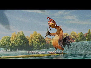 Chicken Joe Surfing on a Log in Sheboygan Wisconsin Animated Movie Scene HD wallpaper