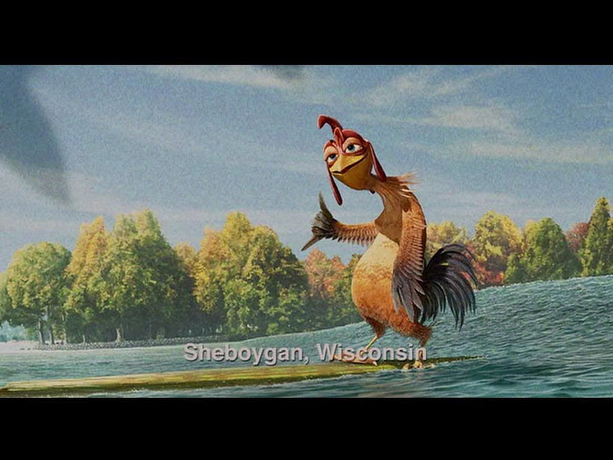 Chicken Joe Surfing on a Log in Sheboygan Wisconsin Animated Movie Scene HD wallpaper