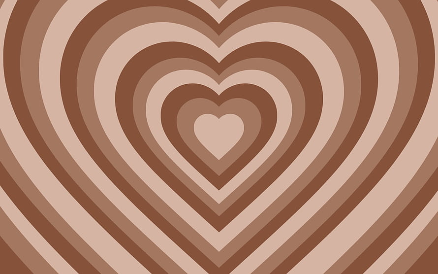 Concentric Heart Pattern in Warm Brown and Beige Tones HD wallpaper