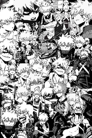 Katsuki Bakugou My Hero Academia Black and White Manga Panel Collage HD phone wallpaper