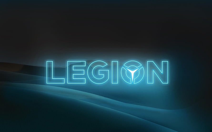 Lenovo Legion Glowing Neon Logo on Dark Abstract Background HD wallpaper