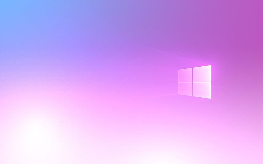 Windows 10 Pink and Purple Gradient Desktop Background with Glowing Logo HD wallpaper