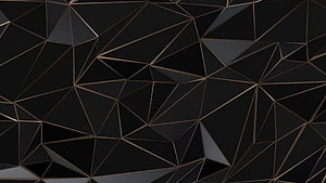 Dark Geometric Faceted Pattern with Metallic Bronze Edges HD wallpaper