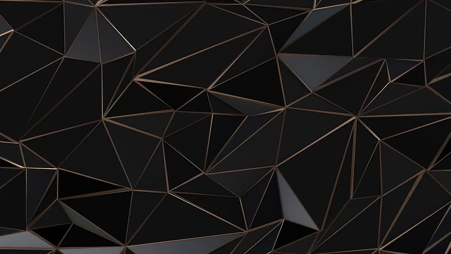 Dark Geometric Faceted Pattern with Metallic Bronze Edges HD wallpaper