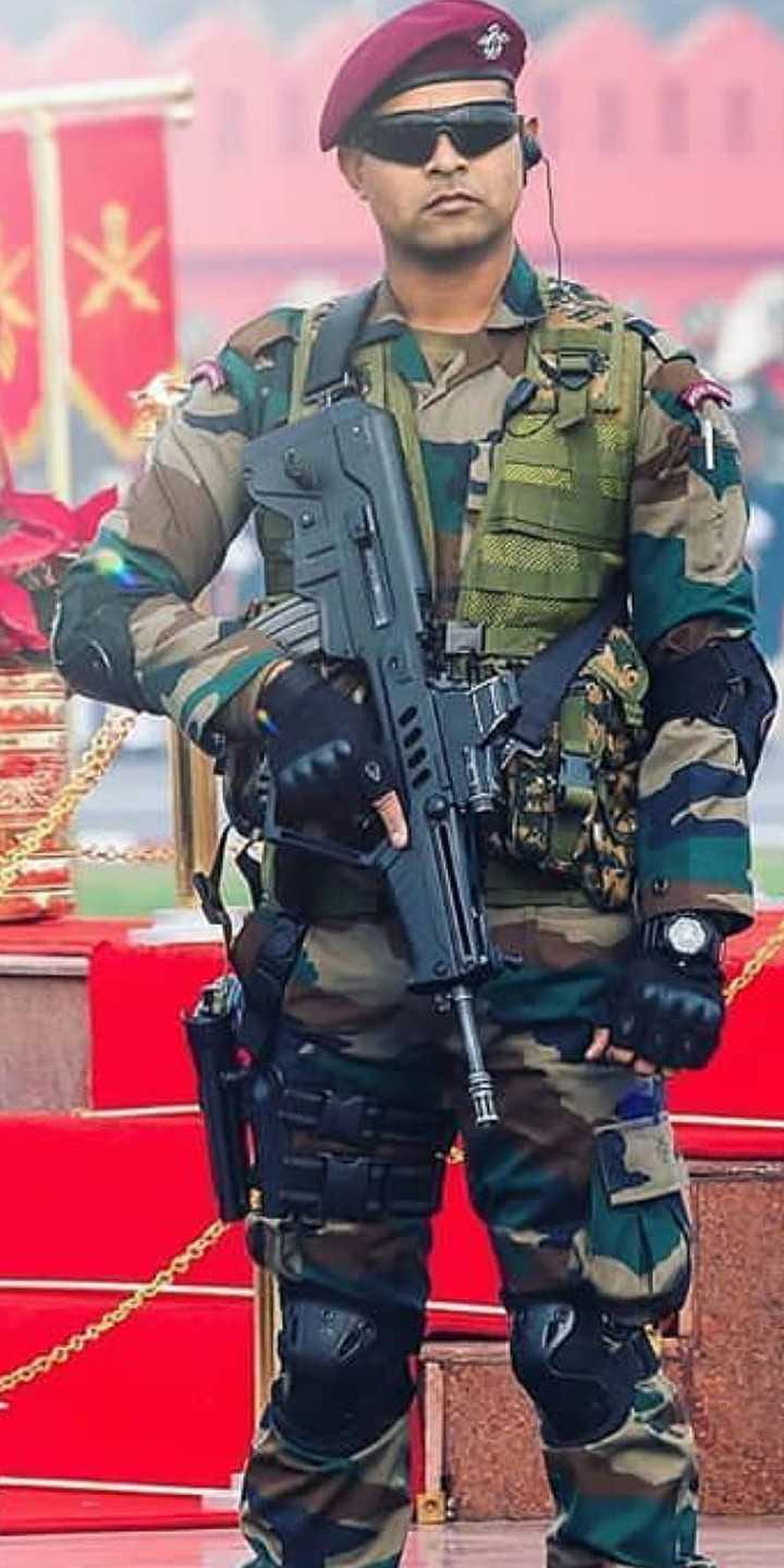 Indian Para Commando Soldier in Full Tactical Gear and Camouflage Uniform HD phone wallpaper