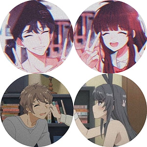 Aesthetic Anime Couple Profile Picture Set with Four Character Portraits HD phone wallpaper