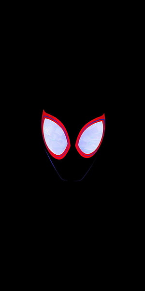 Minimalist Spider-Man Mask Eyes on Black Background, Black Spiderman Red Eye ...pinterest, spider man eyes HD phone wallpaper