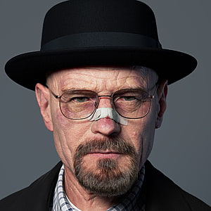 Walter White Heisenberg Portrait in Black Fedora and Glasses HD phone wallpaper