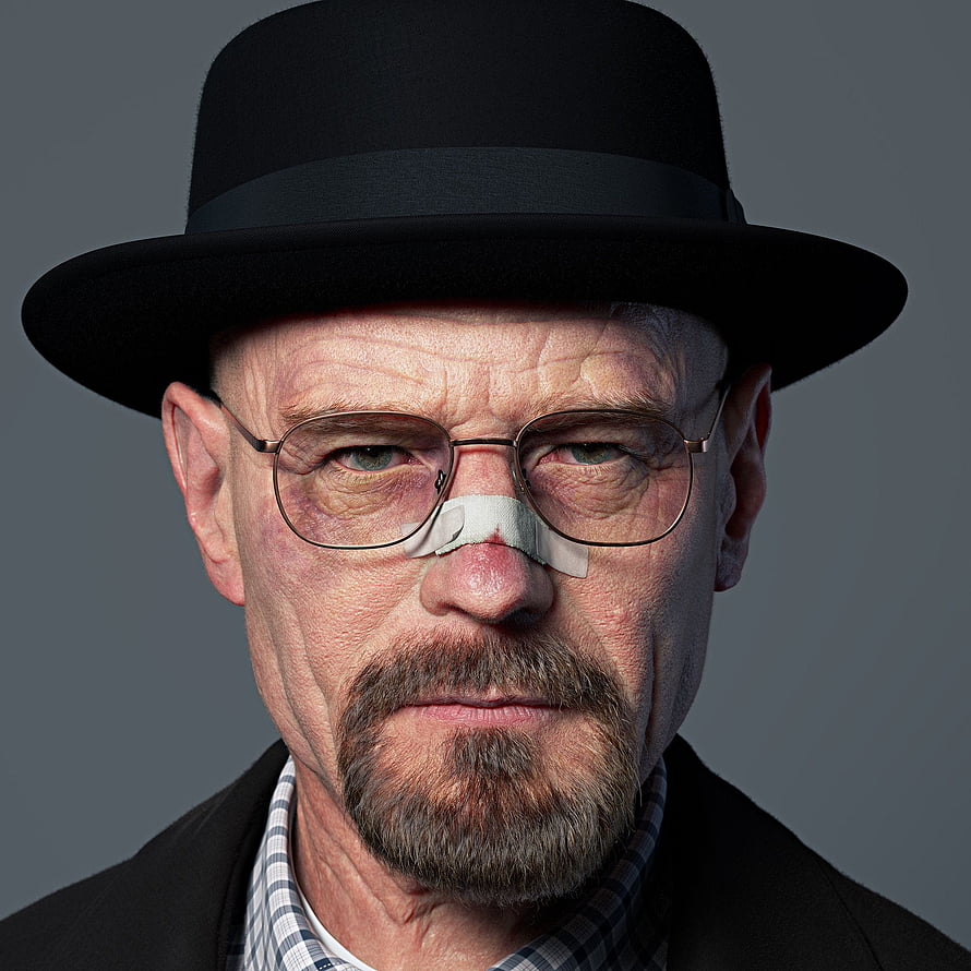 Walter White Heisenberg Portrait in Black Fedora and Glasses HD phone wallpaper