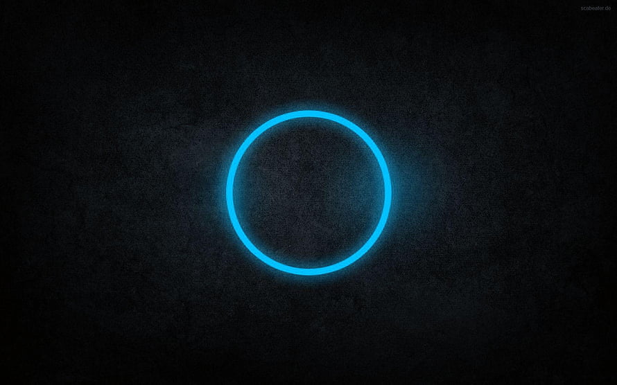 Glowing Cyan Neon Ring on Dark Textured Background Minimalist Abstract Art HD wallpaper