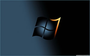 Windows 11 Dark Mode Logo with Golden Accent on Deep Blue Gradient Background HD wallpaper