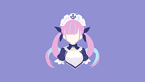 Minato Aqua Hololive VTuber in Sailor Maid Outfit Minimalist Anime Illustration HD wallpaper