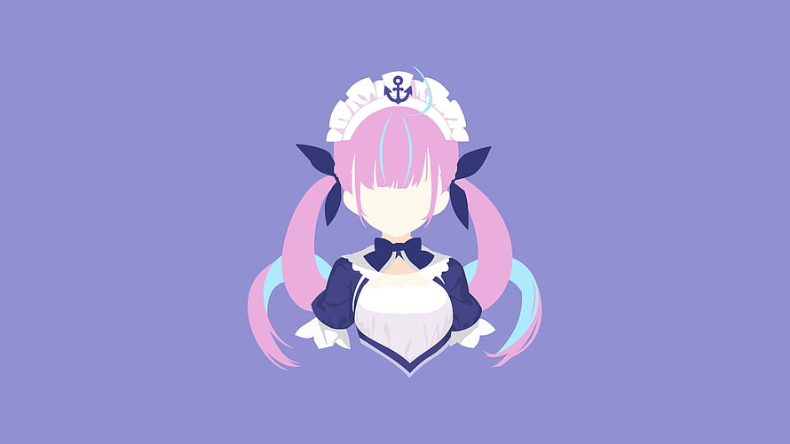 Minato Aqua Hololive VTuber in Sailor Maid Outfit Minimalist Anime Illustration HD wallpaper