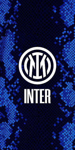 Inter Milan Official Club Crest on Deep Blue Geometric Pattern Background HD phone wallpaper