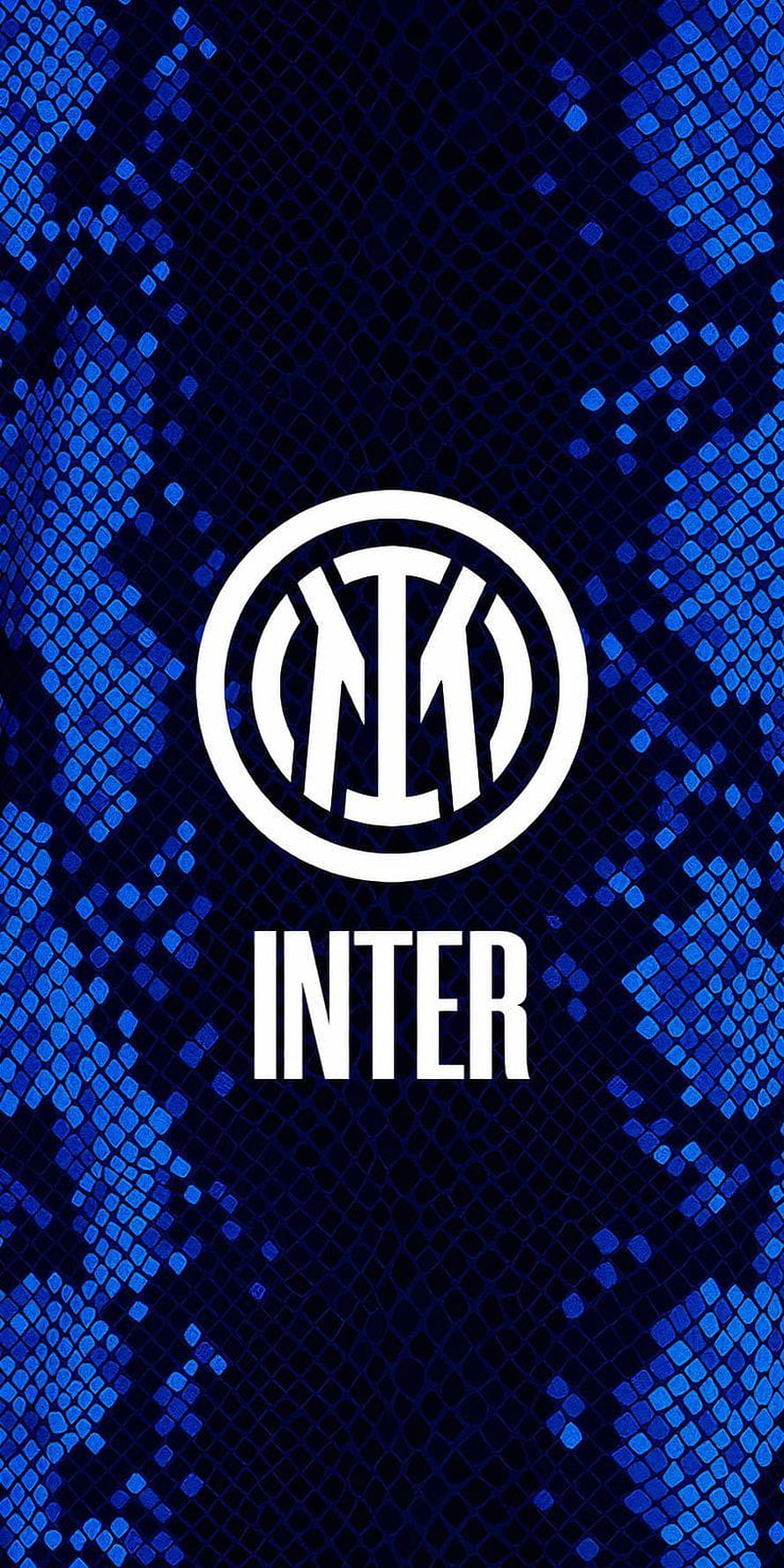 Inter Milan Official Club Crest on Deep Blue Geometric Pattern Background HD phone wallpaper