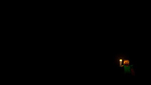 Minecraft Steve Holding Torch in Pitch Black Darkness Minimalist Scene HD wallpaper
