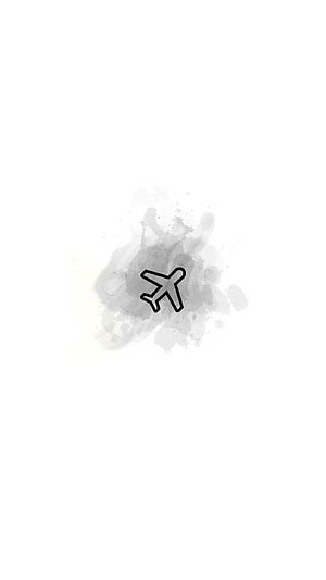 Minimalist airplane icon with watercolor splash on white background HD phone wallpaper