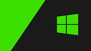 Windows 10 Minimalist Logo Wallpaper with Diagonal Green and Black Split Design HD wallpaper