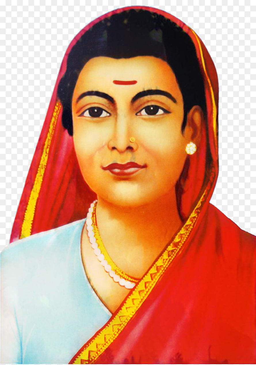 Savitribai Phule Portrait in Traditional Red Saree and Gold Jewelry HD phone wallpaper