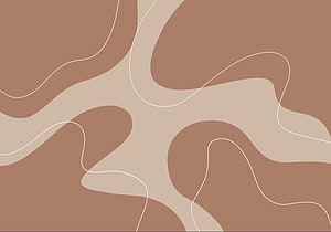 Minimalist Brown Abstract Organic Shapes with Thin White Contour Lines HD wallpaper
