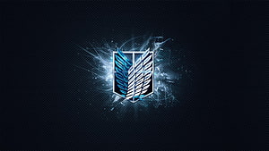 Attack on Titan Wings of Freedom Emblem with Glowing Blue Energy Burst on Dark Background HD wallpaper