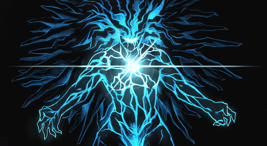 Boros One Punch Man Glowing Blue Energy Aura Dark Background HD wallpaper