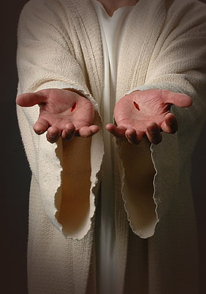 Jesus Christ Wounded Hands in White Robe with Nail Scars HD phone wallpaper
