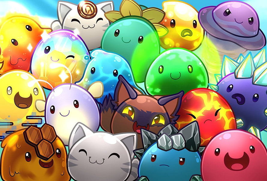 Slime Rancher colorful pet slimes and cat characters group illustration HD wallpaper