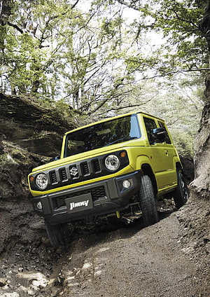 Suzuki Jimny Off-Road Adventure in Forest Trail HD phone wallpaper